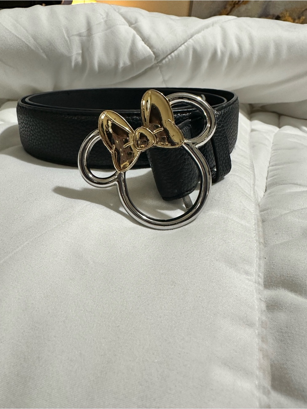 Disney Black Belt with Gold Bow Minnie Buckle
